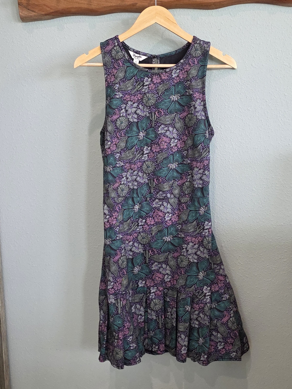Wrangler Sleeveless Fit-and-Flare Dress in Teal and Purple